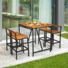 Outdoor Acacia Wood and PE Rattan Bar Set; 5 Pieces