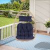 Outdoor Hanging Rattan Egg Chair; Dark Blue Cushion
