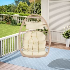 Outdoor Rattan Hanging Egg Swing Chair; Wood/Khaki