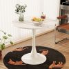 31.4" Round White Marble Dining Table