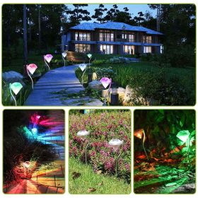 Solar Waterproof LED Walkway Lights; 7-Color Changing; 4 Pieces; Diamond Shaped
