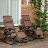 Outsunny Rocking and Foldable Zero Gravity Chair Set with Pillows; 2 Piece; Brown