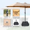 15 ft x 9 ft Large Double-Sided Patio Umbrella with Light and Base; Taupe