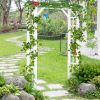 Outsunny Outdoor 7 ft Arched Fir Wood and Steel Trellis; For Climbing Vines; White