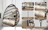 Indoor/Outdoor Ceiling Hanging Egg Chair; UV Resistant Cushion; Stand Not Included