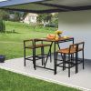 Outdoor Acacia Wood and PE Rattan Bar Set; 5 Pieces