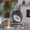 Outsunny Hammock Egg Chair with Round Base; 40.2" Diameter x 76.8" Height; Black