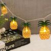 Pineapple String Lights; Battery Operated; One 5.41 ft Strand of 10 LED Lights; Indoor/Outdoor Use