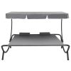 Patio Lounge Bed with Canopy and Pillows; Gray