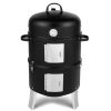 Vertical Steel Charcoal Smoker; Black