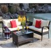 Sectional Wicker Rattan Furniture Set with Storage; 4 Pieces