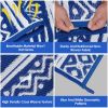 Waterproof Indoor/Outdoor Reversible Rug with Storage Bag; Blue & White; 4.98 ft x 8 ft