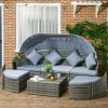 Outsunny Rattan Sectional Outdoor Daybed with Canopy; Light Grey; 4 Pieces
