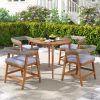 Patio Dining Set with Cushions and PE Rattan Backrest; 5 Pieces