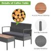 Rattan Patio Furniture Set with Acacia Wood Tabletop; 4 Pieces