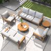 Direct Wicker 6-Piece Acacia Wood Patio Set with Cushions and Coffee Table
