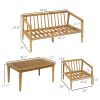 Outsunny Acacia Wood Patio Furniture Set with Thick Cushions; Teak Color Light Grey