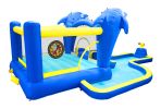 6 in1 Inflatable Water Park for Children; Includes a Slide, Trampoline, Bouncing House, Dolphin Sprinkler, Water Gun Target Games & Basketball