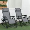 Outsunny 2 Pack Zero Gravity Chair Recliners with Pillows; Grey