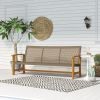 Outsunny 3-Seat Wicker Patio Sofa; Acacia Wood with Steel Seat; 1000 lbs Capacity