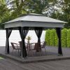 Outsunny Patio Pop Up Gazebo Shelter with Zipper Netting and Carry Bag; 10.7'x10.7'x8.9'; Light Gray