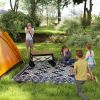Outsunny 8' x 10' Reversible Outdoor Rug with Carry Bag; Blue/White Rhombus Border