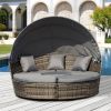 Outsunny Rattan Canopied Daybed; Mocha Brown; 4-Pieces