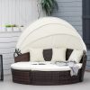 Outsunny Backyard Rattan Daybed with Canopy; 4 Pieces
