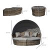 Outsunny Rattan Canopied Daybed; Mocha Brown; 4-Pieces