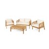 Acacia Wood Patio Furniture with Coffee Table; 4 Pieces