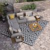 Outsunny Portable and Reversible Black & White 8'x10' Patio Rug with Carry Bag
