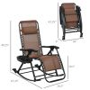 Outsunny Rocking and Foldable Zero Gravity Chair Set with Pillows; 2 Piece; Brown