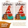 Welcome Garden Gnome Flag with Patterned Pumpkins; 12x18 inch Double Sided
