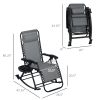 Outsunny 2 Pack Zero Gravity Chair Recliners with Pillows; Grey