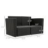 Outsunny 2PC Patio Wicker Corner Sofa Set With Beige Cushions