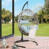 Indoor/Outdoor Wicker Egg Chair with Cushion and Stand