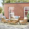 Acacia Wood Patio Furniture with Coffee Table; 4 Pieces
