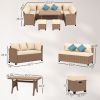 Outsunny Rattan 6 Piece Lounge Set with Cushions; Includes Coffee Table
