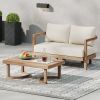 Patio Acacia Wood Loveseat and Coffee Table Set