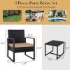 Outdoor PE Wicker Patio Furniture Set with Washable Cushions; 3 Pieces