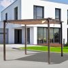 Outsunny 10 ft x10 ft Aluminum Patio Pergola; Retractable Brown Canopy