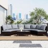 TOPMAX Brown PE Rattan Half-Moon Sofa Set; 5 Pieces; Gray