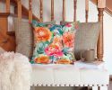 Peonies in Watercolor Throw Pillow Machine Washable, Indoor Outdoor Decorative Pillow for Couch, Bed or Patio, 14Hx14W