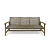HAMPTON WOOD + WICKER 3 SEAT BENCH