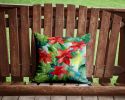 Poinsettias in Watercolor Throw Pillow Machine Washable, Indoor Outdoor Decorative Pillow for Couch, Bed or Patio, 14Hx14W