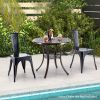 Round Patio Cast Aluminum Table with Umbrella Hole; 31 Inches