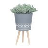 10/12" DIAMOND PLANTER W/ WOOD LEGS; GRAY