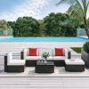Outsunny Rattan Patio Furniture Set with Cushions and Glass Coffee Table; 6 Piecepatio;