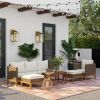 Outsunny PE Rattan 5 Piece Conversation Furniture Set; Cream White Cushions