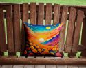 Colorful Marigolds Throw Pillow Machine Washable, Indoor Outdoor Decorative Pillow for Couch, Bed or Patio, 14Hx14W